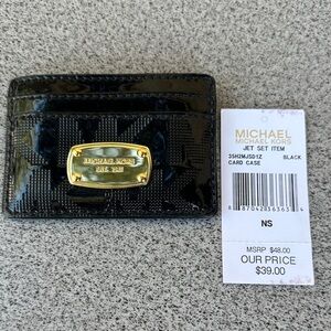 Michael Kors Black Card Holder with Gold Logo